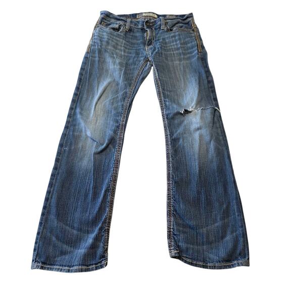 BKE Women's "Carter" Straight Jeans - Distressed Denim - Size 30S - Picture 1 of 8